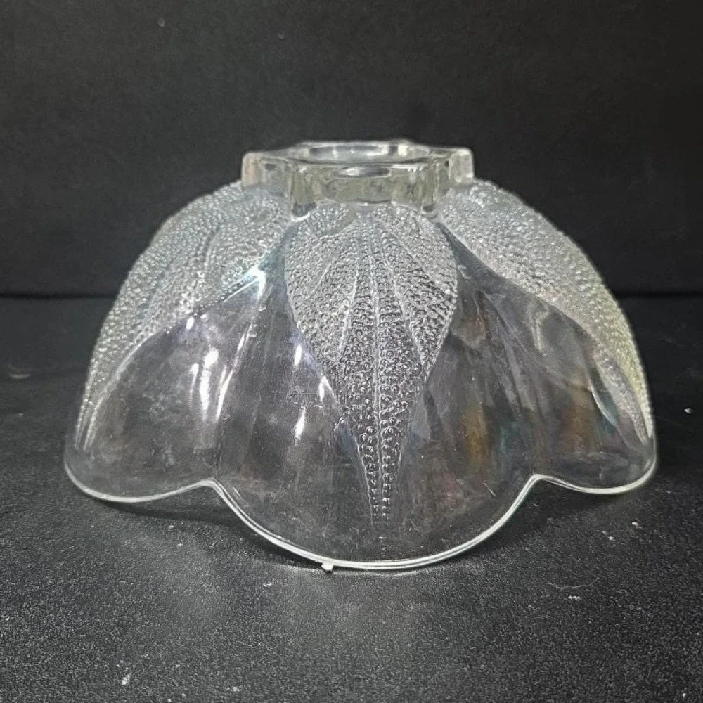 Indiana Glass‎ Clear Trinket Dish, Vintage Leaf Design Candy Bowl, Centerpiece